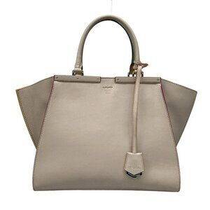 Auth FENDI 3Jours Gray Beige Leather Handbag